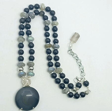 1880 Gökkuşağı Obsidyen el yapımı kolye