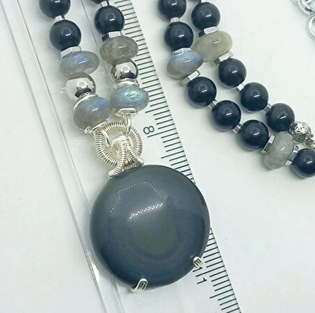 1880 Gökkuşağı Obsidyen el yapımı kolye