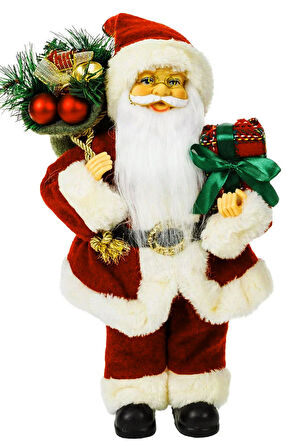 Yılbaşı Süsü Noel Baba Biblo Figür Büyük Boy 32cm -  Hediyeleri ve Çuvalı ile...