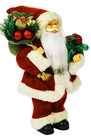 Yılbaşı Süsü Noel Baba Biblo Figür Büyük Boy 32cm -  Hediyeleri ve Çuvalı ile...