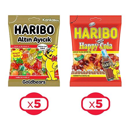 Haribo Altın Ayıcık ve Happy Cola 80 gr Kanka Boy 10 lu Eko Paket