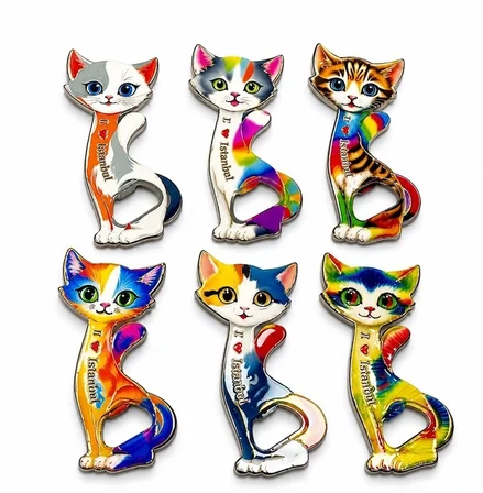 Kedi Tasarımı İstanbul Temalı Buzdolapı Süsü Magnet Alk5409