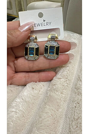 Mavi Mineli Zirkon Küpe