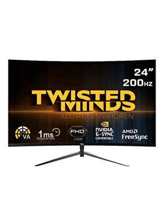 TWISTED MINDS 23.8" TM24RFA-2 FHD 200HZ 1MS HDMI DP KAVİSLİ ADAPTIVE SYNC ÇERÇEVESİZ GAMING MONİTÖR