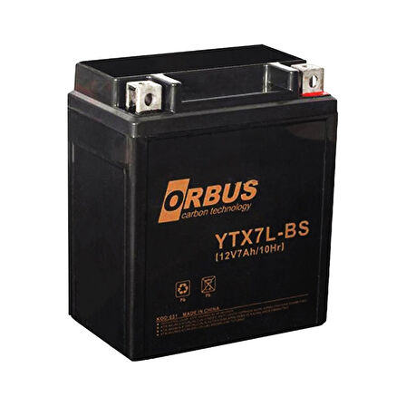 ORBUS YTX7L-BS 12 VOLT - 7 AMPER ASİT İÇİNDE KARBON BİSİKLET AKÜSÜ