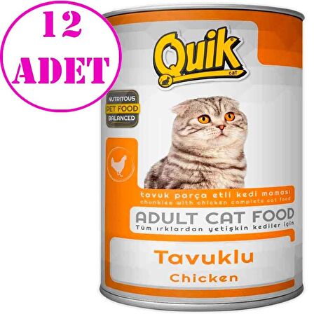 Quik Kedi Konservesi Tavuklu 415 gr 12 AD