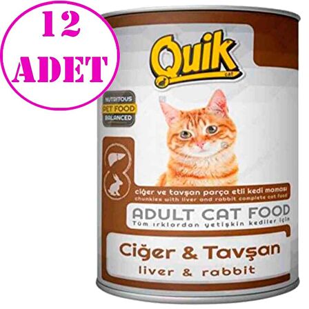 Quik Ciğerli Tavşanlı Kedi Konservesi 415 gr 12 AD