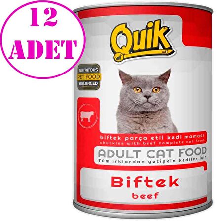 Quik Biftekli Kedi Konservesi 415 gr 12 AD