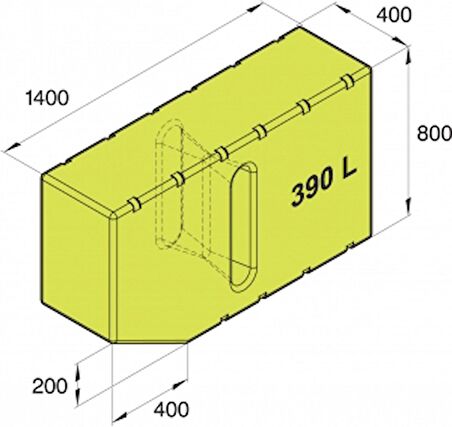 Vetus içme suyu tankı. Koku yapmaz 390 Litre 140x80x40 cm