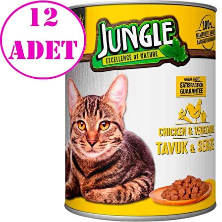 Jungle Kedi Konservesi Tavuklu Sebzeli 415 GR 12 AD