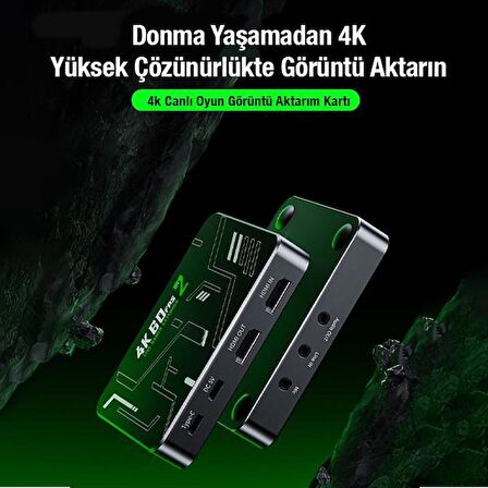 Coofbe 4K 120Fps Canlı Yayın Görüntü Aktarım Adaptörü, 10Gbps Type C Data ve Şarj Adaptörü,DC 5V