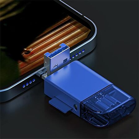 Coofbe USB, Type-c ve Lightning Girişli Ultra Hızlı Hafıza Kart Okuyucu, Micro SC Hafıza Kart Reader