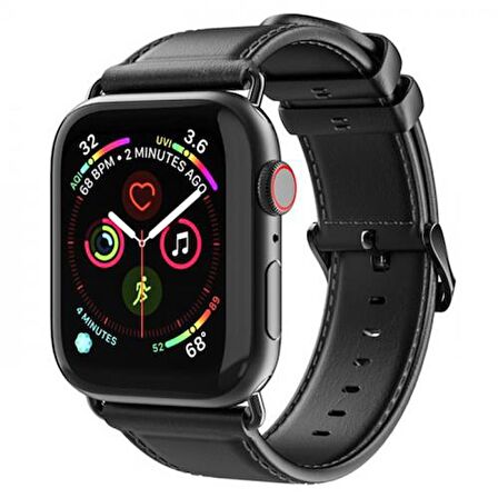 Coofbe Hermes Loop Deri Apple Watch Uyumlu 42-44-45MM Kordon Kayış, Ultra Hafif, Çelik Tokalı Kayış 