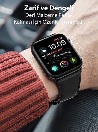 Coofbe Hermes Loop Deri Apple Watch 42-44-45MM Kordon Kayış, Ultra Hafif, Çelik Tokalı Kayış