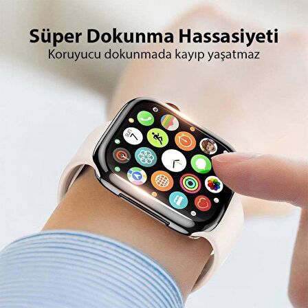 Coofbe Apple Watch 45mm Full Kaplama Silikon Kılıf, Apple Watch 2-3-4-5-6-7-8 ve SE Uyumlu Kılıf