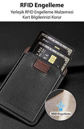 Coofbe Deri İphone 12-13-14 Serisi İçin Manyetik Magsafe Kartlık Cüzdan Kılıf,Telefon Arkası Kartlık