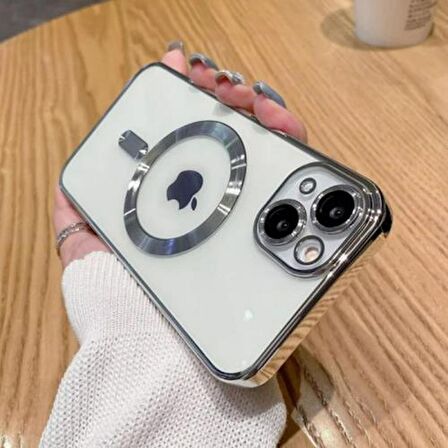 Coofbe Kamera Korumalı iPhone 14 Plus 6.7inç Magsafe Uyumlu Silikon Kılıf, Lazer Çerçeveli, Darbe Emici