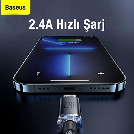 Baseus 1.2m 2.4A Ultra Hızlı İphone Lightning Şarj Ve Data Kablosu İphone 14,13,12 Şarj Kablosu