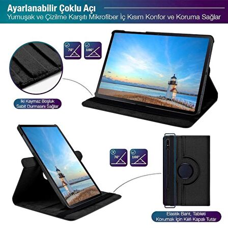 Coofbe Samsung GalaxyTab S7 2020 12.4 (T970-T975-T976) Standlı Tablet Kılıfı, Darbe Emici, Kaymaz