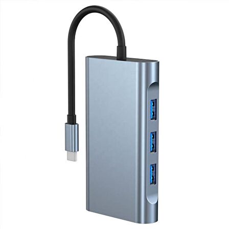 Coofbe 87W 7in1 PD Type C Çevirici Adaptör, 1x 4K HDMİ, 1x VGA, 1x RJ45, 1x PD Type C, 3x USB HUB