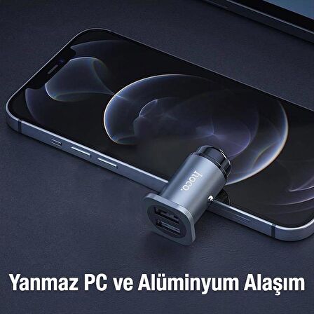 Coofbe 24W Ultra Hızlı 2 USB Girişli Araç Çakmaklık Şarj Adaptörü, Yanmaz Minimal Tasarımlı Çakmaklık