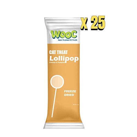 Wooc Lolipop Tavuk ve BalKabaklı Kedi Ödülü 1.4 Gr – 25’li Paket