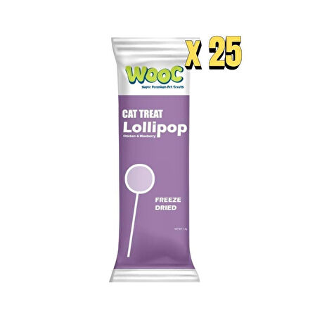 Wooc Lolipop Tavuk ve Yaban Mersinli Kedi Ödülü 1.4 Gr 25'li Paket