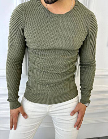 Kazak Slim Fit Naturel Örme Pamuk Tüylenmeyen Triko Dar Kesim Body Kazak
