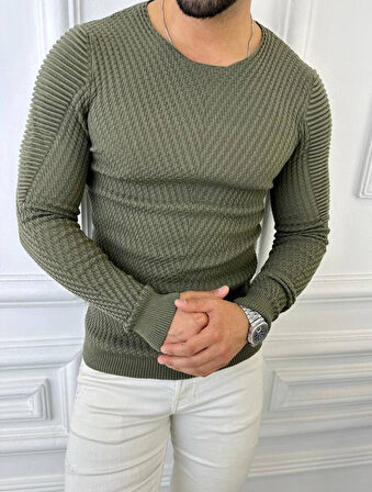 Kazak Slim Fit Naturel Örme Pamuk Tüylenmeyen Triko Dar Kesim Body Kazak