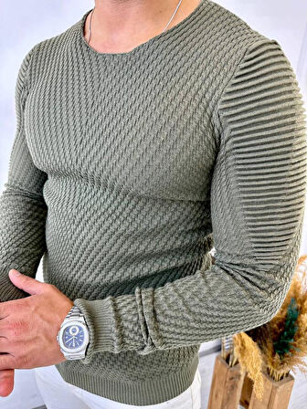 Kazak Slim Fit Naturel Örme Pamuk Tüylenmeyen Triko Dar Kesim Body Kazak