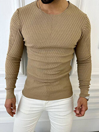 Kazak Slim Fit Naturel Örme Pamuk Tüylenmeyen Triko Dar Kesim Body Kazak