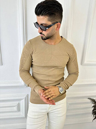Kazak Slim Fit Naturel Örme Pamuk Tüylenmeyen Triko Dar Kesim Body Kazak