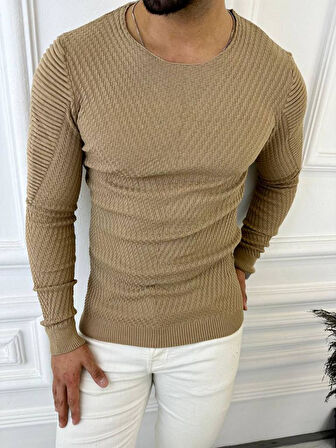 Kazak Slim Fit Naturel Örme Pamuk Tüylenmeyen Triko Dar Kesim Body Kazak
