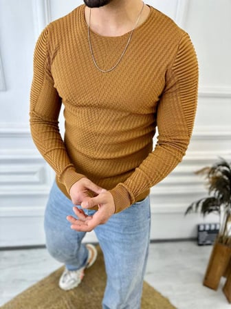 Kazak Slim Fit Naturel Örme Pamuk Tüylenmeyen Triko Dar Kesim Body Kazak