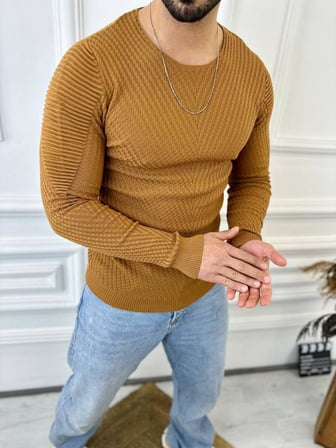 Kazak Slim Fit Naturel Örme Pamuk Tüylenmeyen Triko Dar Kesim Body Kazak