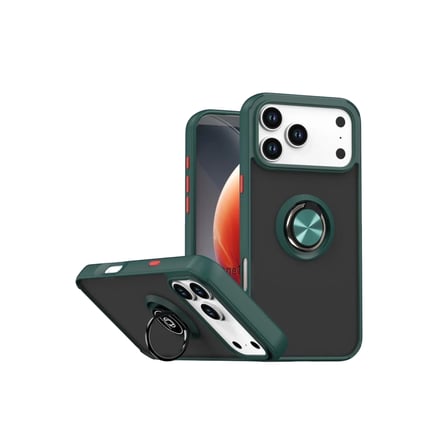 Apple iPhone 17 Pro Montreal Yüzüklü Silikon Kapak - Yeşil