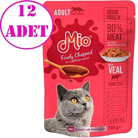Mio Kedi Yaş Mama Dana Etli 100 Gr 12 AD