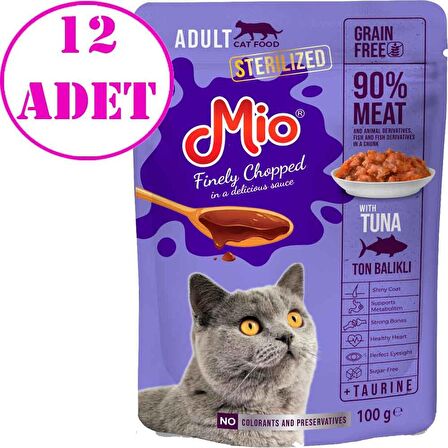 Mio Sterilised Kedi Yaş Mama Tuna Etli 100 Gr 12 AD