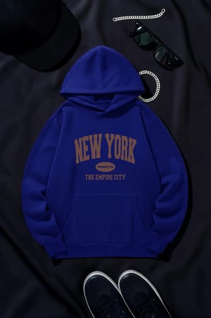 New York Baskılı Oversize Sweatshirt