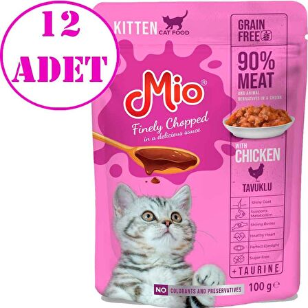 Mio Yavru Kedi Yaş Mama Tavuk Etli 100 Gr 12 AD