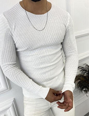 Kazak Slim Fit Naturel Örme Pamuk Tüylenmeyen Triko Dar Kesim Body Kazak