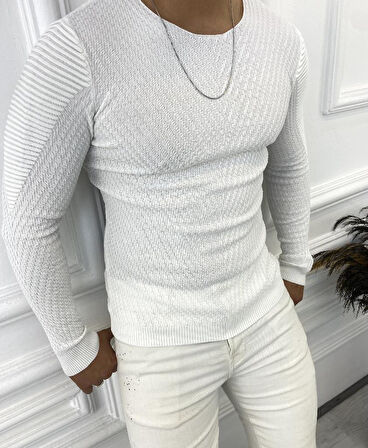 Kazak Slim Fit Naturel Örme Pamuk Tüylenmeyen Triko Dar Kesim Body Kazak