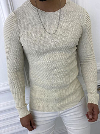 Kazak Slim Fit Naturel Örme Pamuk Tüylenmeyen Triko Dar Kesim Body Kazak