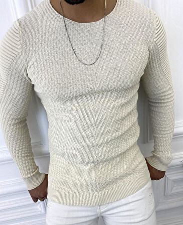 Kazak Slim Fit Naturel Örme Pamuk Tüylenmeyen Triko Dar Kesim Body Kazak