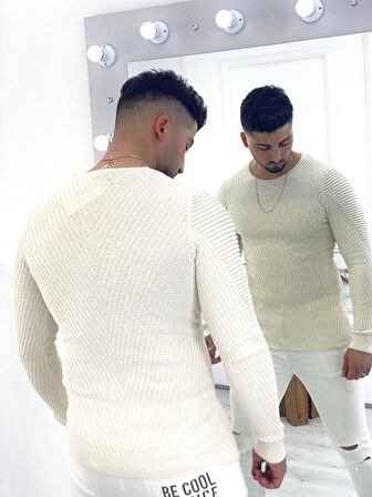 Kazak Slim Fit Naturel Örme Pamuk Tüylenmeyen Triko Dar Kesim Body Kazak