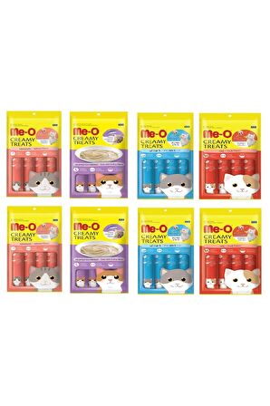 Me-O Creamy Treats 8''li Paket 4 Çeşit Karma Kedi Sıvı Ödülü