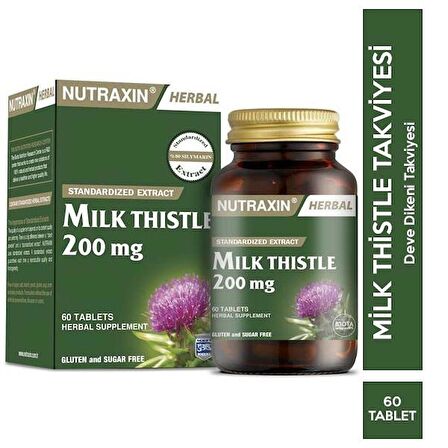 Milk Thistle 200 mg 60 Tablet Deve Dikeni Takviyesi