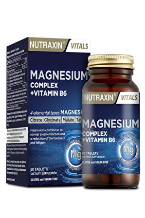 Nutraxin Magnezyum Complex 60 Tablet 250 Mg – Bisiglinat – Taurat – Malat – Sitrat – B6