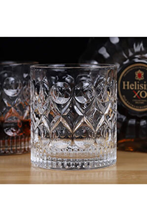 2 Adet Vintage Ağır Cam Viski Burbon Kokteyl Bardağı Kristal Kesim Bardak Y93