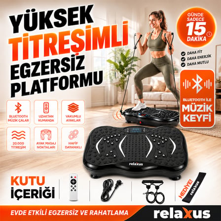 Yüksek Titreşimli Egzersiz Platformu Bluetooth Masaj Aleti Ev Fitness Cihazı Direnç Lastiği Hediye